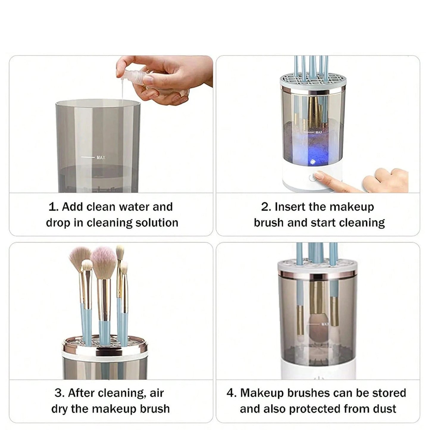 3-in-1 Automatic Makeup Brush Cleaning and Drying Stand